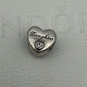 Pandora Daughter Heart Charm - Pink Crystal Sterling Silver S925 - NWT